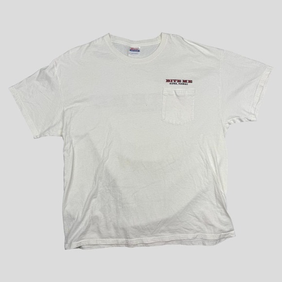 Vintage White Heavy Weight "Bite Me" T-Shirt Size XL - Picture 1 of 7